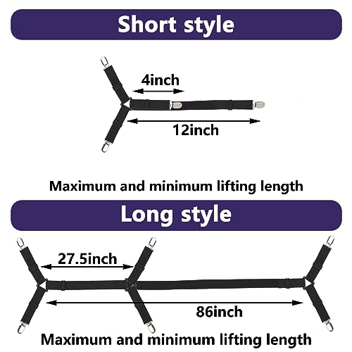 Luyena Adjustable Bed Sheet Straps - 6 Pack Elastic Fitted Sheet Holders