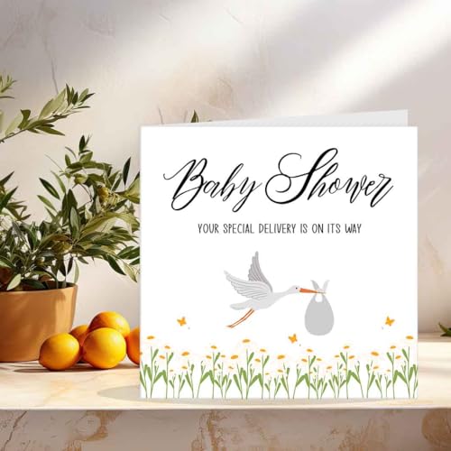 Purple Fox Baby Shower Card - Eco-Friendly Greeting 145mm