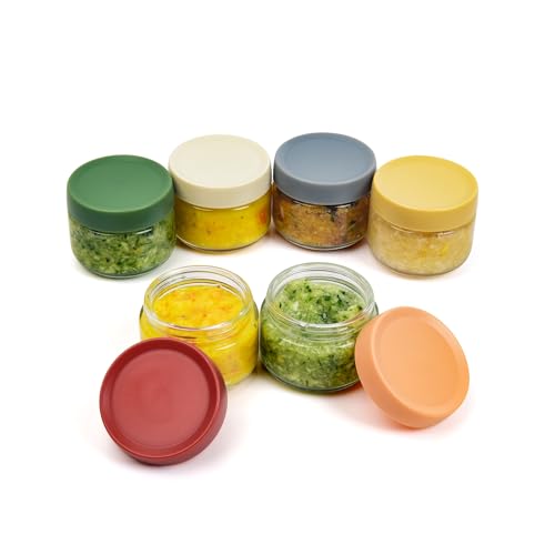 EONJOE 2 oz Glass Salad Dressing Containers with Lids - 6 Pack