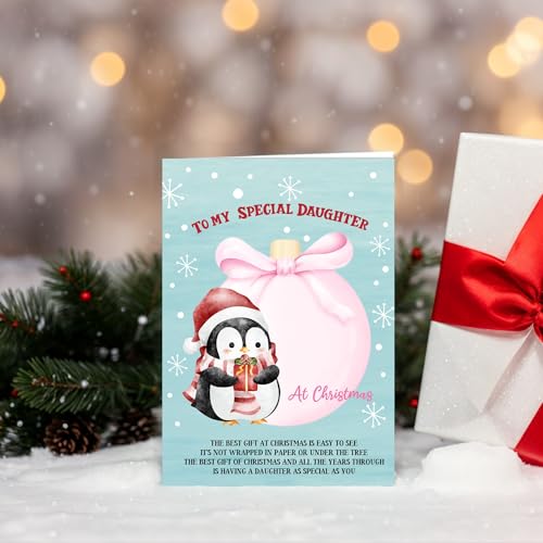 Funny Christmas Card for Daughter with Red Envelope – Premium Quality