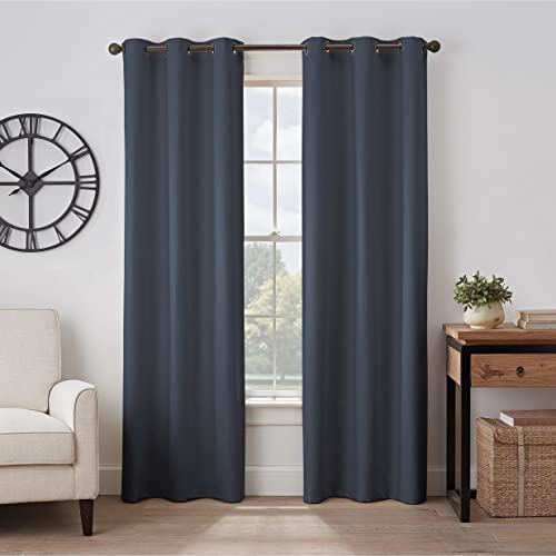Eclipse Gabriella Grommet Top Curtains for Bedroom, Single Panel, 40" x 95", Indigo