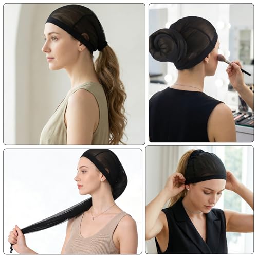 Extra Long Loc Sleeve for Dreadlocks - 28-32" Adjustable Hair Weave Cap Black