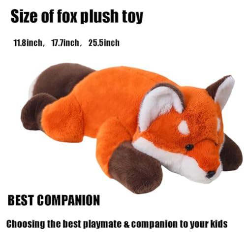 Red Fox Plush Pillow - 17.7in Soft Stuffed Animal Huggable Toy