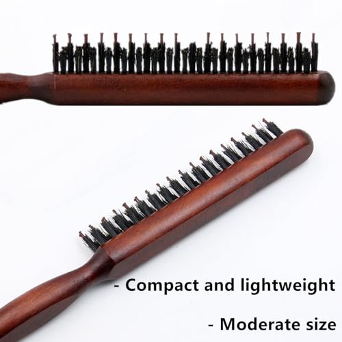 Boar Bristle Teasing Brush 2 Pack with Rat Tail Handle for Hair Styling
