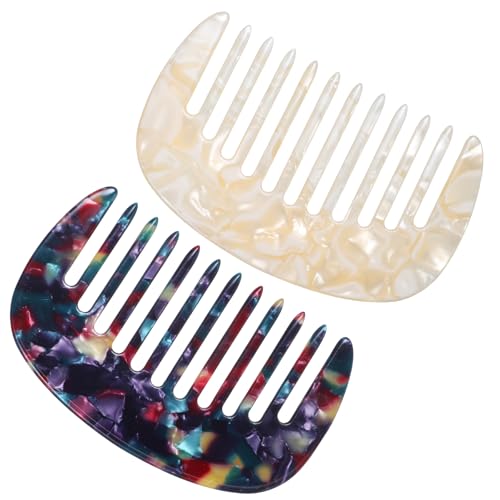 Acetate Mini Wide Tooth Hair Comb 2-Pack Anti-Static Pocket Travel Comb