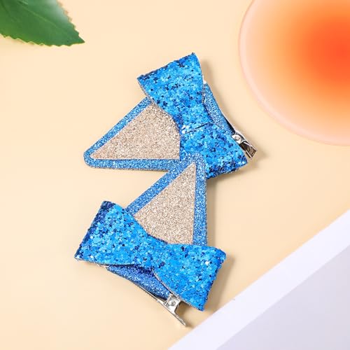 Blue Dog Ears Hair Clips with Bows Costume Barrettes for Kids