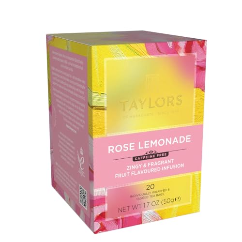 Taylors of Harrogate Rose Lemonade Herbal Tea Bags - 20 Count, Caffeine-Free, Floral Fruit Infusion, Pack of 1