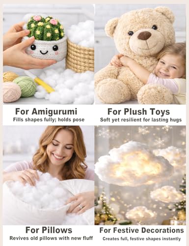 200g Polyfill Stuffing for Pillows & Crafts - Soft Polyester Fiber Fill