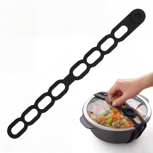 21.5in Reusable Silicone Latch Strap - Black, Heavy-Duty Lid Holder