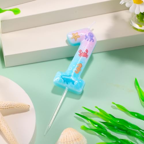 Lyreh Mermaid Number 1 Birthday Candle Ocean Theme Cake Topper