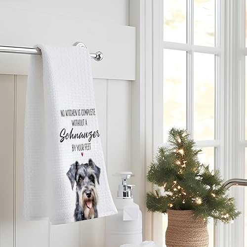 Funny Schnauzer Kitchen Towel - 16x24 Inch Microfiber Gift for Dog Moms