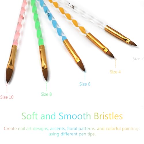 Kootinn 5 Pcs Nail Art Clean Up Brushes - Gel & Polish Removal Tools