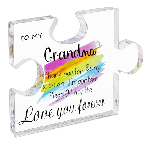 Personalized Engraved Acrylic Photo Puzzle Block for Grandma