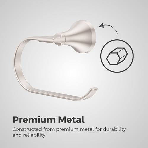 Pfister Vedra Towel Ring, Hand Towel Holder for Bathroom, Wall-Mounted, Screw-in, Spot Defense Brushed Nickel Finish, BRBVED0GS
