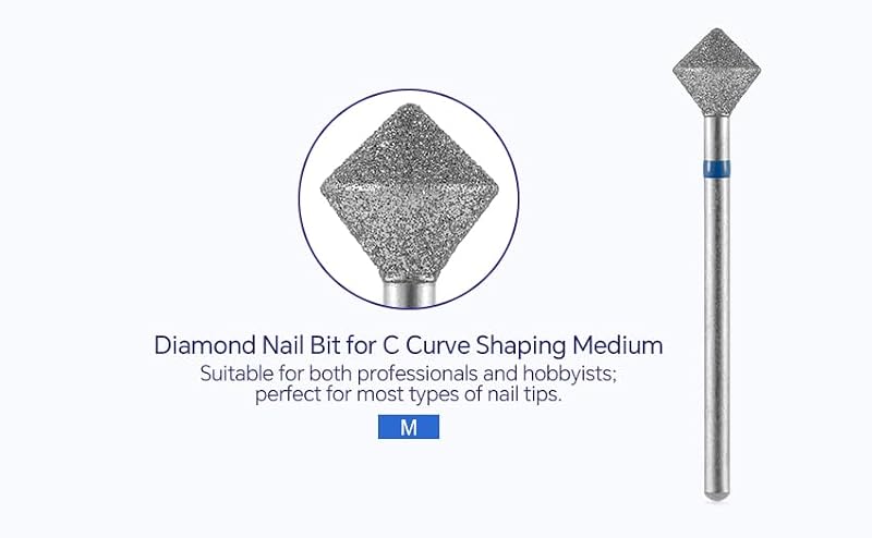 Rhombus Diamond Nail Bit for C Curve Shaping 3/32" Efile | Medium