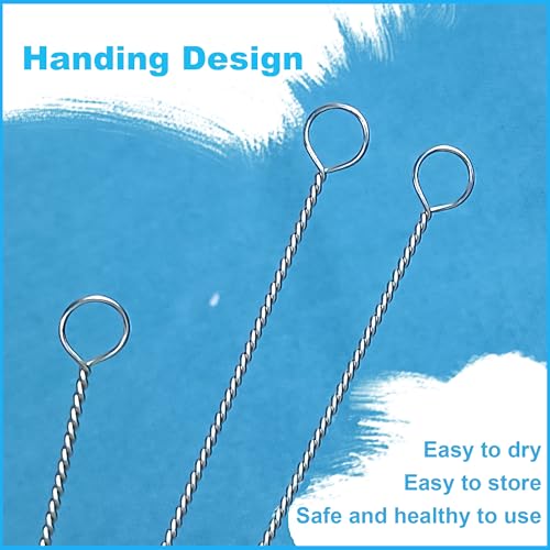 8-Piece Stainless Steel Straw Cleaner Brush Set - Nylon Bristles