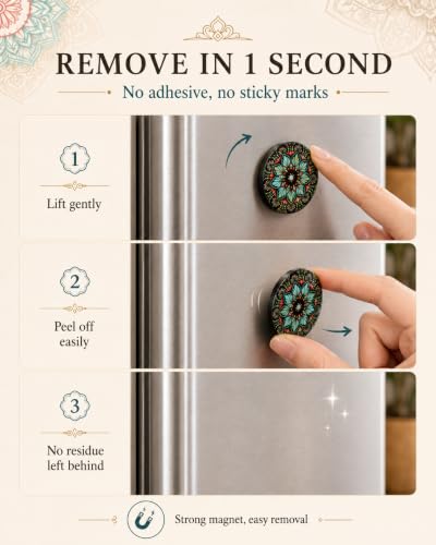 Cute Mandala Refrigerator Magnets - 12 Pack Decorative Fridge Magnets