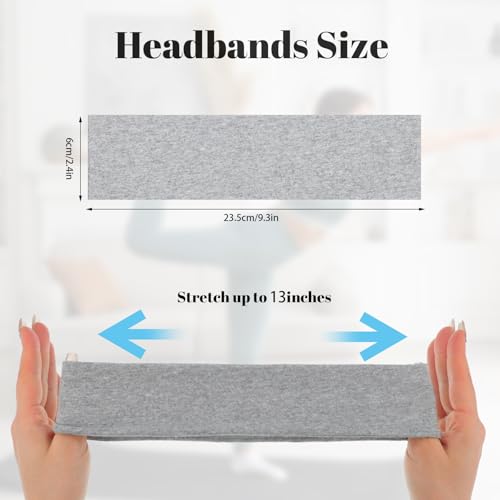 8 Pack Cotton Headbands for Women Non-Slip Sweat Absorbing Sports Hair Bands