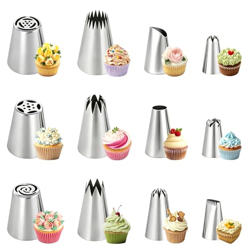 12PCS Stainless Steel Piping Tips Set for Cake Decorating