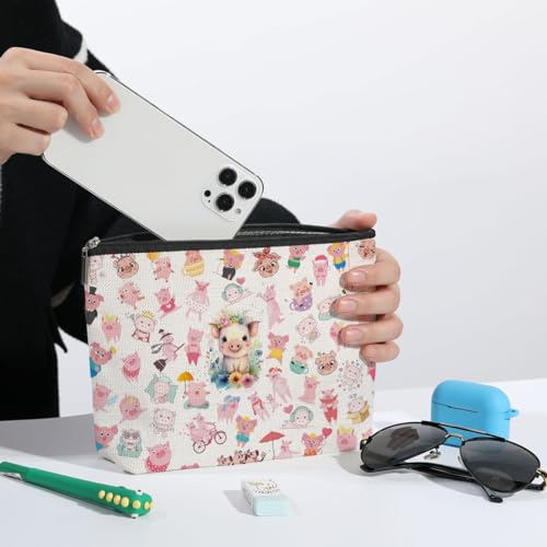 ZHAMEN Waterproof Pig Makeup Bag Large Capacity Cosmetic Pouch