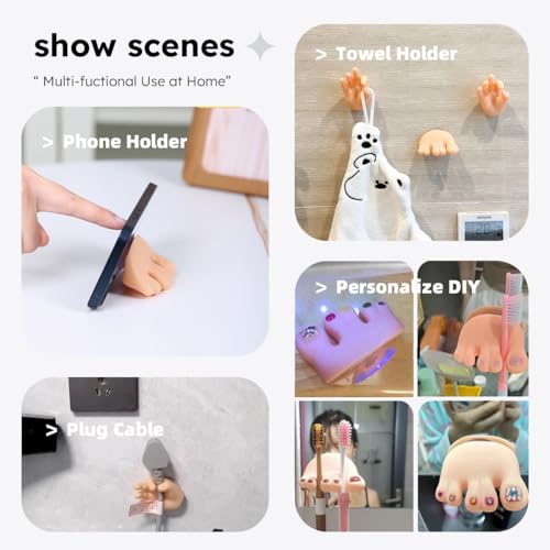 Lifelisa Cute Toes Suction Hooks - 2 Pack Wall Hanging Utility Holders