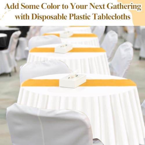 6 Pack Disposable Plastic Table Runners 84 Inch Gold & White - Party Decor