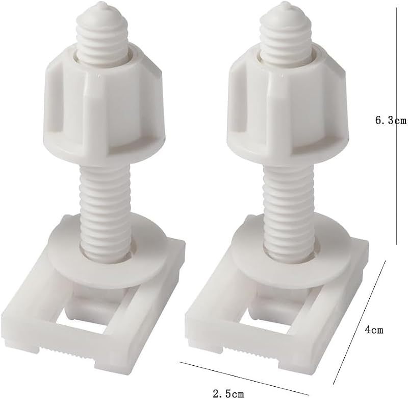 Tustao Plastic Toilet Seat Screws and Nuts Replacement Kit, 2Pcs
