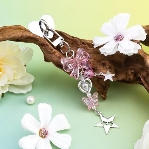 Cute Kindle Charms with Hook - Y2K Butterfly Keychain for Readers