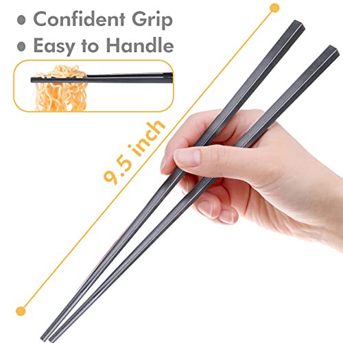LIANGKEN 9.5-Inch Fiberglass Chopsticks Set - 5 Pairs, Non-Slip