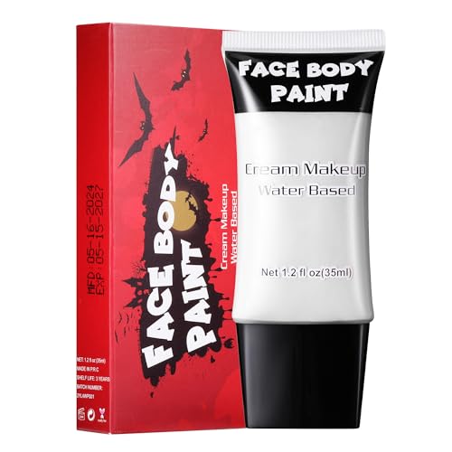 White Face Paint Cream - Professional Water-Based FX Body Makeup for Halloween Costumes