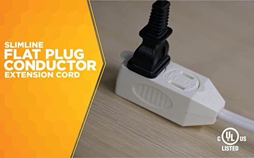 Woods Slimline 16/3 Indoor Flat Plug Extension Cord - 3 Feet, Pack of 12