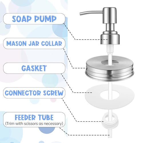 Mason Jar Soap Dispenser Lids - 2 Pack Stainless Steel Pumps