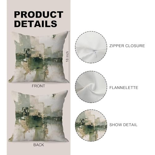 Sage Green Abstract Pillow Cover 18x18 - Colorful-11, Soft Flannelette for Sofa & Bedroom