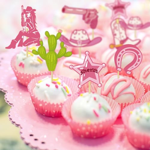 24 Cowgirl Cupcake Toppers for Western Theme Parties