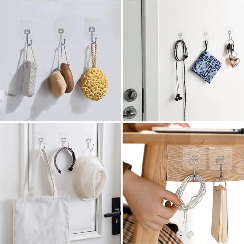 Heavy Duty Adhesive Hooks - Waterproof Wall Hangers, 10pcs