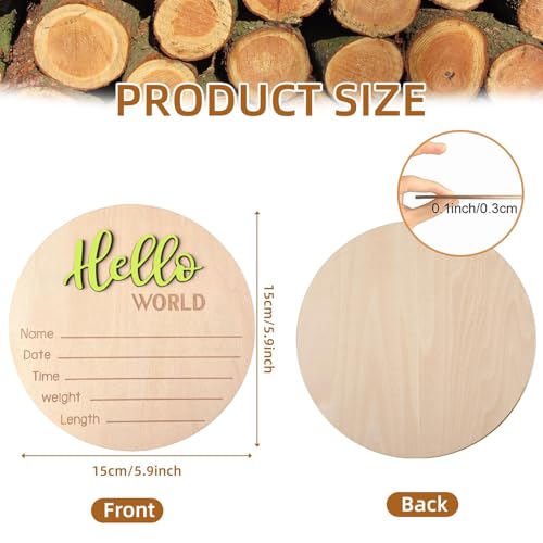 Personalized Wooden Baby Announcement Sign - 5.9 Inch Hello World