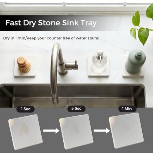 Mucco Diatomaceous Earth Stone Sink Tray - 3 Pack Fast Drying Soap Holder