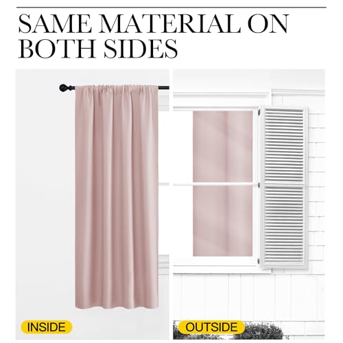 NICETOWN Blackout Curtains - 42" x 63" Blush Pink Thermal Insulated Drapes