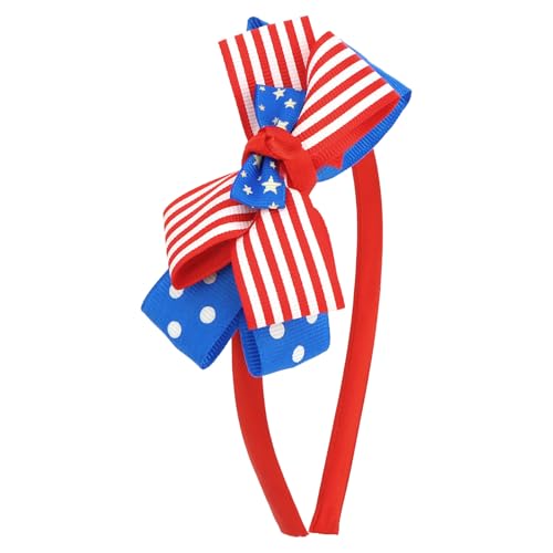 CURASA 4th of July Bow Headband - Patriotic USA Flag Hair Accessory