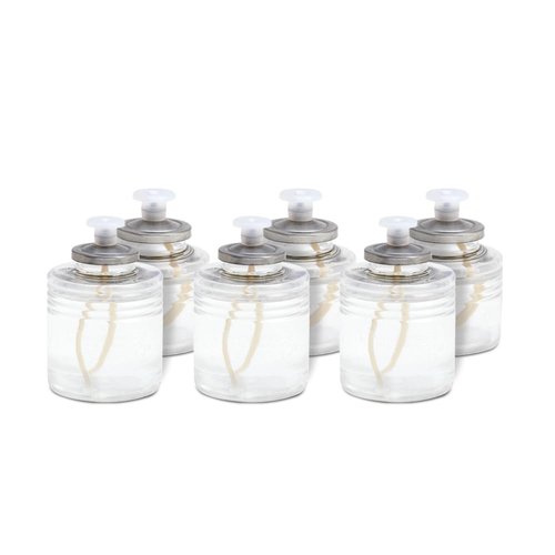 Sterno SoftLight Decorative Candles for Centerpieces, Candle Set with Bottle-Design Candle Holder, Liquid Wax Candle Pack- Long Lasting Liquid Paraffin Candles, Burns Up to 24 Hours - 6 Pack