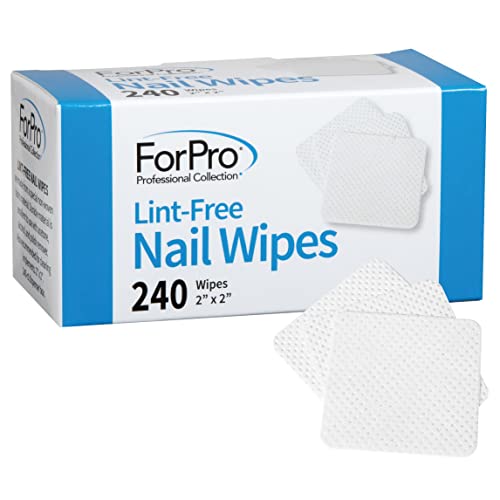 ForPro Lint-Free Nail Wipes 2" x 2" Non-Woven Polish Remover Wipes, 240-Count