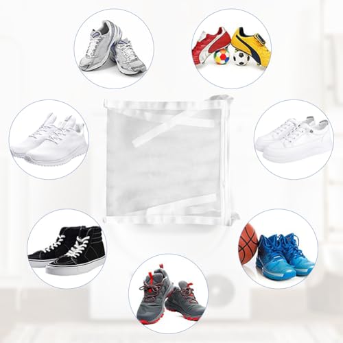 40x40cm Shoe Wash & Dry Mesh Bag with Zipper & Strap, Reusable Honeycomb Laundry Net for Sneakers