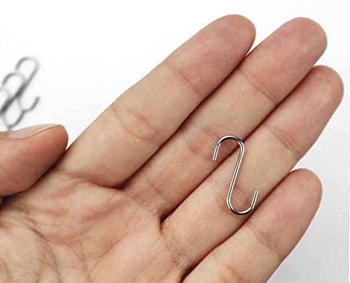 0.8 Inch Stainless Steel Mini S Hooks 200 Pcs for Jewelry & Holiday Ornaments