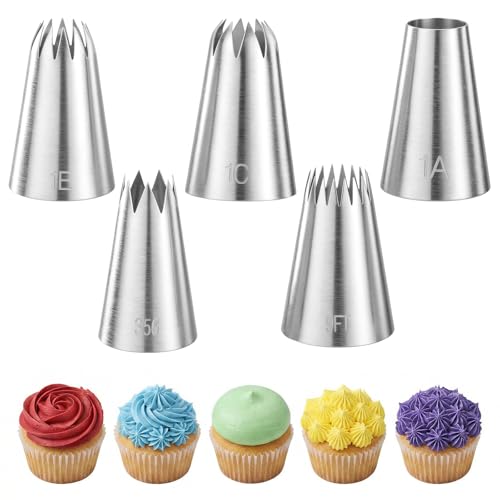 Large Stainless Steel Cake Decorating Tips Set 5pcs Piping Nozzles