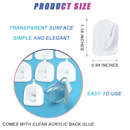 IAXSEE 50PCS Clear Adhesive Hooks No Damage Seamless Wall Hangers for Kitchen Bathroom Bedroom Office