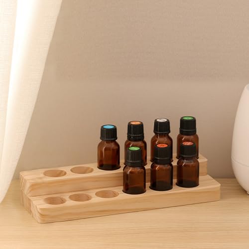 2-Tier Essential Oil Display Stand - Solid Wood Holder for Bottles