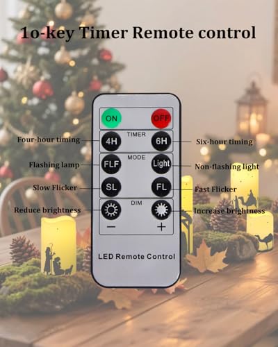 Nativity Scene Candles with Remote Control - 5 Pcs Flameless Christmas Decor with Timer