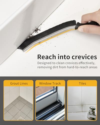 MR.SIGA Crevice & Grout Cleaning Brush Set - Tough Stiff Bristle Scrub Tools for Tight Spaces