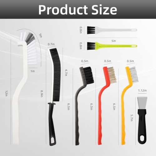 12-Piece Crevice Cleaning Brush Set with Scraper for Grout and Kitchen