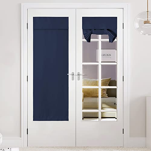 NICETOWN Navy Blue Blackout French Door Curtain 26"W x 72"L